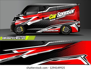 cargo van livery graphic vector. abstract race style background design for vehicle vinyl wrap and car branding 