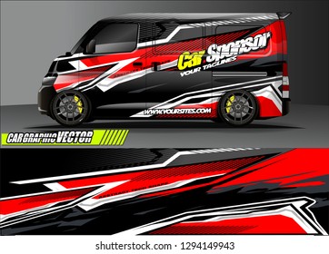 cargo van livery graphic vector. abstract race style background design for vehicle vinyl wrap and car branding 
