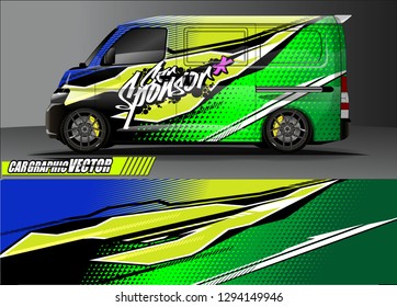 cargo van livery graphic vector. abstract race style background design for vehicle vinyl wrap and car branding 