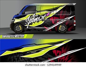 cargo van livery graphic vector. abstract race style background design for vehicle vinyl wrap and car branding 