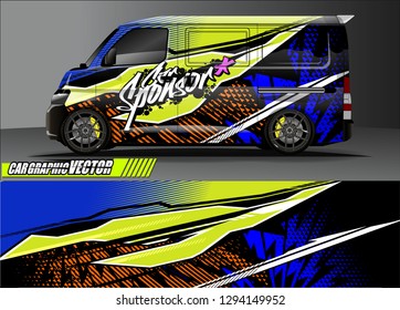 cargo van livery graphic vector. abstract race style background design for vehicle vinyl wrap and car branding 