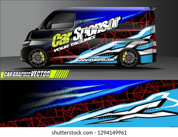 cargo van livery graphic vector. abstract race style background design for vehicle vinyl wrap and car branding 