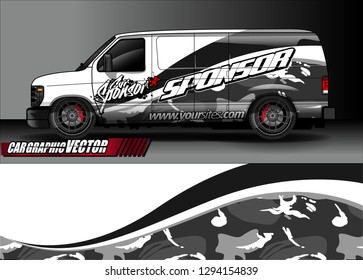 cargo van livery graphic vector. abstract race style background design for vehicle vinyl wrap and car branding 
