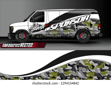 cargo van livery graphic vector. abstract race style background design for vehicle vinyl wrap and car branding 