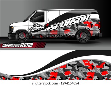 cargo van livery graphic vector. abstract race style background design for vehicle vinyl wrap and car branding 