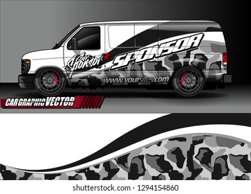 cargo van livery graphic vector. abstract race style background design for vehicle vinyl wrap and car branding 