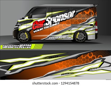 cargo van livery graphic vector. abstract race style background design for vehicle vinyl wrap and car branding 