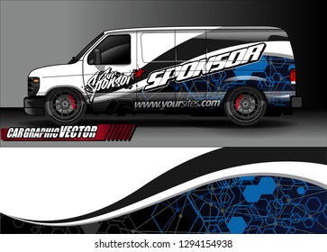 cargo van livery graphic vector. abstract race style background design for vehicle vinyl wrap and car branding 