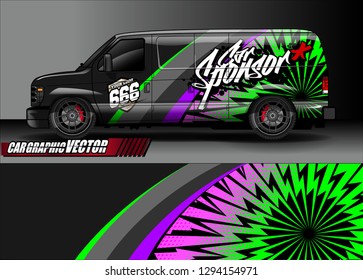 cargo van livery graphic vector. abstract race style background design for vehicle vinyl wrap and car branding 