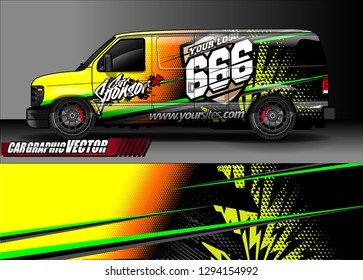 cargo van livery graphic vector. abstract race style background design for vehicle vinyl wrap and car branding 