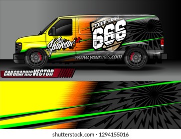 cargo van livery graphic vector. abstract race style background design for vehicle vinyl wrap and car branding 