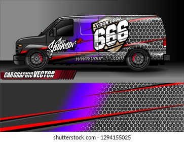 cargo van livery graphic vector. abstract race style background design for vehicle vinyl wrap and car branding 