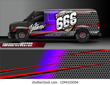 cargo van livery graphic vector. abstract race style background design for vehicle vinyl wrap and car branding 