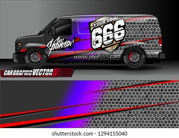 cargo van livery graphic vector. abstract race style background design for vehicle vinyl wrap and car branding 