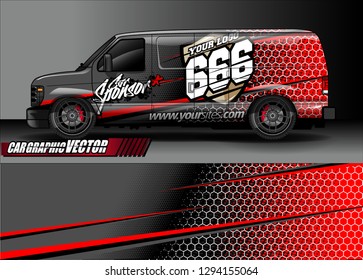 cargo van livery graphic vector. abstract race style background design for vehicle vinyl wrap and car branding 