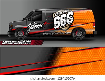 cargo van livery graphic vector. abstract race style background design for vehicle vinyl wrap and car branding 