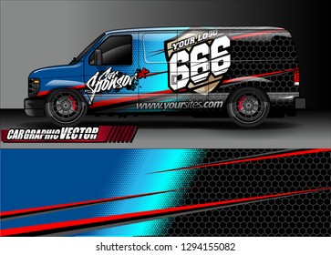 cargo van livery graphic vector. abstract race style background design for vehicle vinyl wrap and car branding 