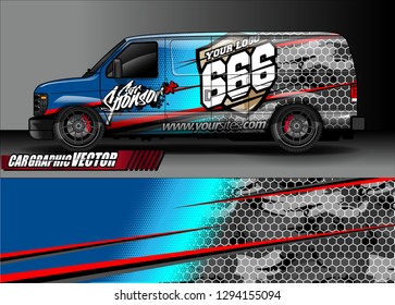 cargo van livery graphic vector. abstract race style background design for vehicle vinyl wrap and car branding 