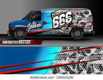 cargo van livery graphic vector. abstract race style background design for vehicle vinyl wrap and car branding 