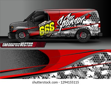 cargo van livery graphic vector. abstract race style background design for vehicle vinyl wrap and car branding 