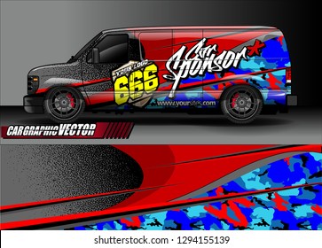 cargo van livery graphic vector. abstract race style background design for vehicle vinyl wrap and car branding 