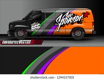 cargo van livery graphic vector. abstract race style background design for vehicle vinyl wrap and car branding 