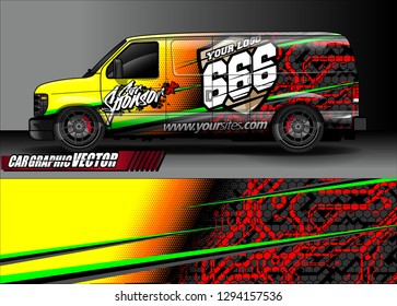 cargo van livery graphic vector. abstract race style background design for vehicle vinyl wrap and car branding 