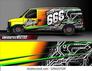 cargo van livery graphic vector. abstract race style background design for vehicle vinyl wrap and car branding 