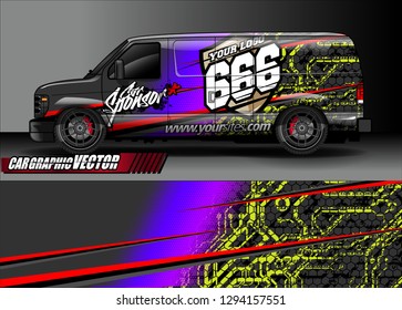 cargo van livery graphic vector. abstract race style background design for vehicle vinyl wrap and car branding 