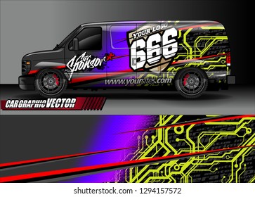 cargo van livery graphic vector. abstract race style background design for vehicle vinyl wrap and car branding 