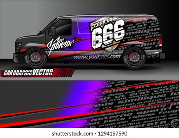 cargo van livery graphic vector. abstract race style background design for vehicle vinyl wrap and car branding 