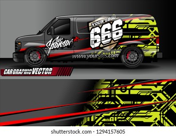 cargo van livery graphic vector. abstract race style background design for vehicle vinyl wrap and car branding 