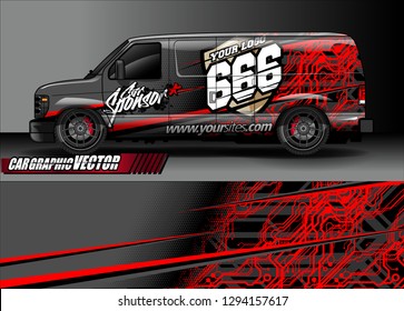 cargo van livery graphic vector. abstract race style background design for vehicle vinyl wrap and car branding 