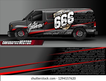 cargo van livery graphic vector. abstract race style background design for vehicle vinyl wrap and car branding 