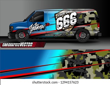 cargo van livery graphic vector. abstract race style background design for vehicle vinyl wrap and car branding 