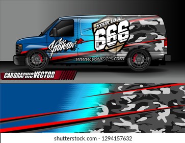cargo van livery graphic vector. abstract race style background design for vehicle vinyl wrap and car branding 