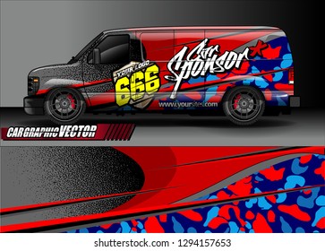 cargo van livery graphic vector. abstract race style background design for vehicle vinyl wrap and car branding 