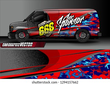 cargo van livery graphic vector. abstract race style background design for vehicle vinyl wrap and car branding 
