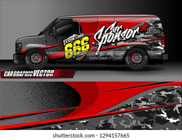 cargo van livery graphic vector. abstract race style background design for vehicle vinyl wrap and car branding 