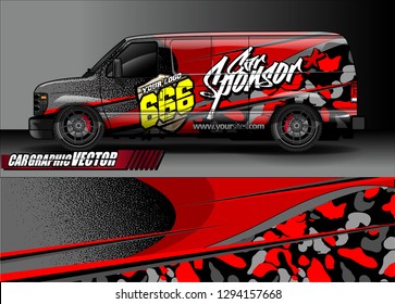 cargo van livery graphic vector. abstract race style background design for vehicle vinyl wrap and car branding 