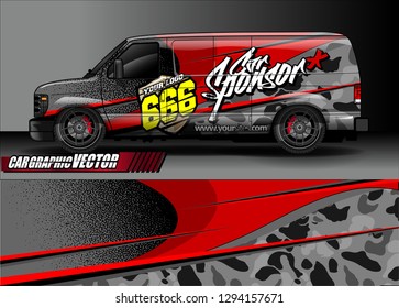 cargo van livery graphic vector. abstract race style background design for vehicle vinyl wrap and car branding 