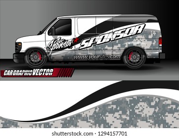 cargo van livery graphic vector. abstract race style background design for vehicle vinyl wrap and car branding 