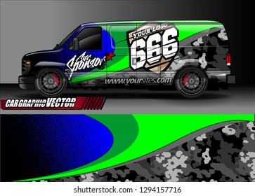 cargo van livery graphic vector. abstract race style background design for vehicle vinyl wrap and car branding 