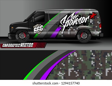 cargo van livery graphic vector. abstract race style background design for vehicle vinyl wrap and car branding 