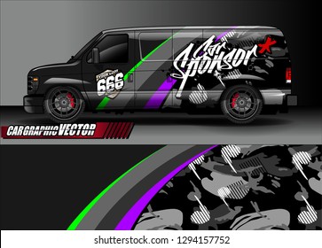 cargo van livery graphic vector. abstract race style background design for vehicle vinyl wrap and car branding 