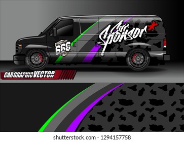 cargo van livery graphic vector. abstract race style background design for vehicle vinyl wrap and car branding 