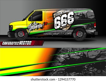 cargo van livery graphic vector. abstract race style background design for vehicle vinyl wrap and car branding 
