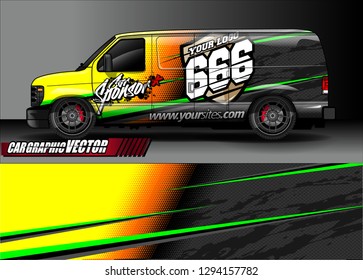 cargo van livery graphic vector. abstract race style background design for vehicle vinyl wrap and car branding 