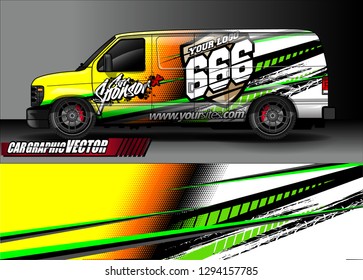 cargo van livery graphic vector. abstract race style background design for vehicle vinyl wrap and car branding 