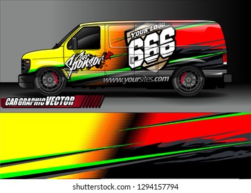 cargo van livery graphic vector. abstract race style background design for vehicle vinyl wrap and car branding 